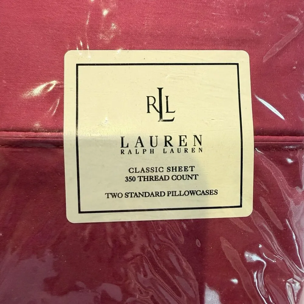 Lauren Ralph Lauren Scarlet Red Standard Pillowcases 350 Thread Count Supima New